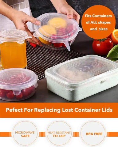 6 Pcs Food Silicone Lids Cover Universal Silicone Lids For Cookware Bowls Pots 6 Pcs Food Silicone Lids Cover Universal Silicone Lids For Cookware Bowls Pots