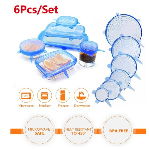 6 Pcs Food Silicone Lids Cover Universal Silicone Lids For Cookware Bo –  Dware Online
