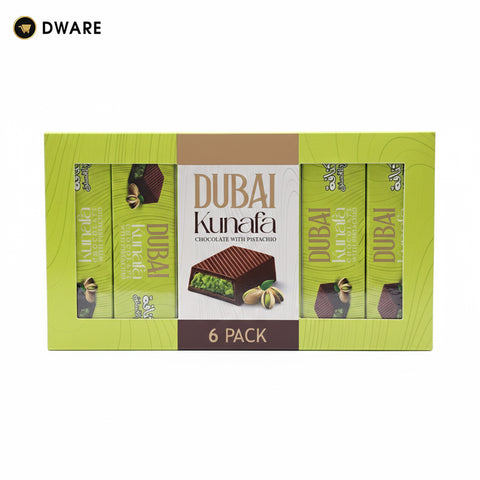 Dubai Kunafa Chocolate with Pistachio - 6-Pack Premium Gift Box