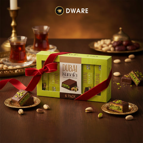 Dubai Kunafa Chocolate with Pistachio - 6-Pack Premium Gift Box