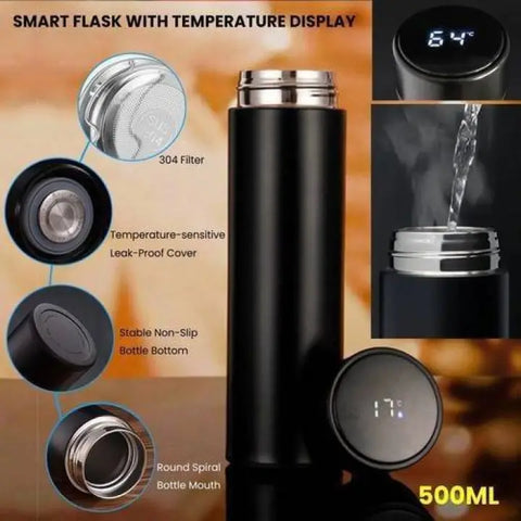 Professional Temperature Sensor Vacuum Bottle LED Hot And Cold Water Bottle