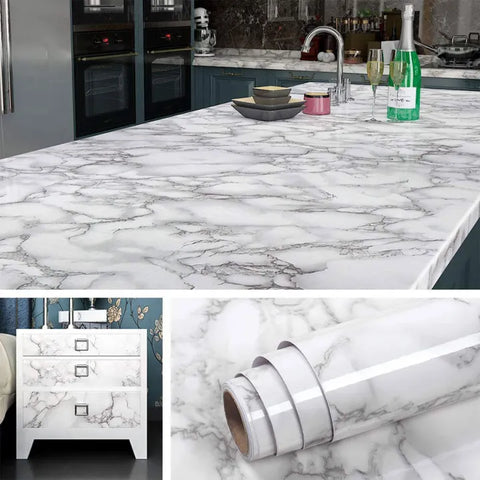 Kitchen Marble Oil & Water Proof Black & White DIY Marble Sheet